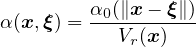 α(x,ξ) = α0-(∥x---ξ∥)
           Vr(x)
