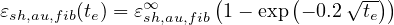 εsh,au,fib(te) = ε∞sh,au,fib(1- exp(- 0.2√te-))
