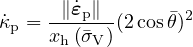       ∥˙ε ∥
˙κp = ---p--(2cos�θ)2
     xh(�σV)
