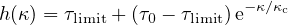 h(κ) = τlimit + (τ0 - τlimit)e-κ∕κc
