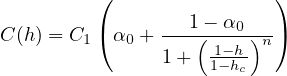          (                 )
C (h) = C1( α0 +--1(--α0)n-)
                1+  11--hh
                       c
