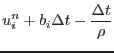 $\displaystyle u^n_i+b_i\Delta t - \frac{\Delta t}{\rho}$