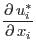 $\displaystyle \mbox{$\displaystyle\frac{\partial \,{u^*_i}}{\partial \,{x_i}}$}$