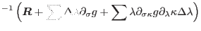 $\displaystyle ^{-1}\left(\mbox{\boldmath$R$}+\sum\Delta\lambda\partial_{\sigma}g+\sum\lambda\partial_{\sigma\kappa}g\partial_{\lambda}\kappa\Delta\lambda\right)$